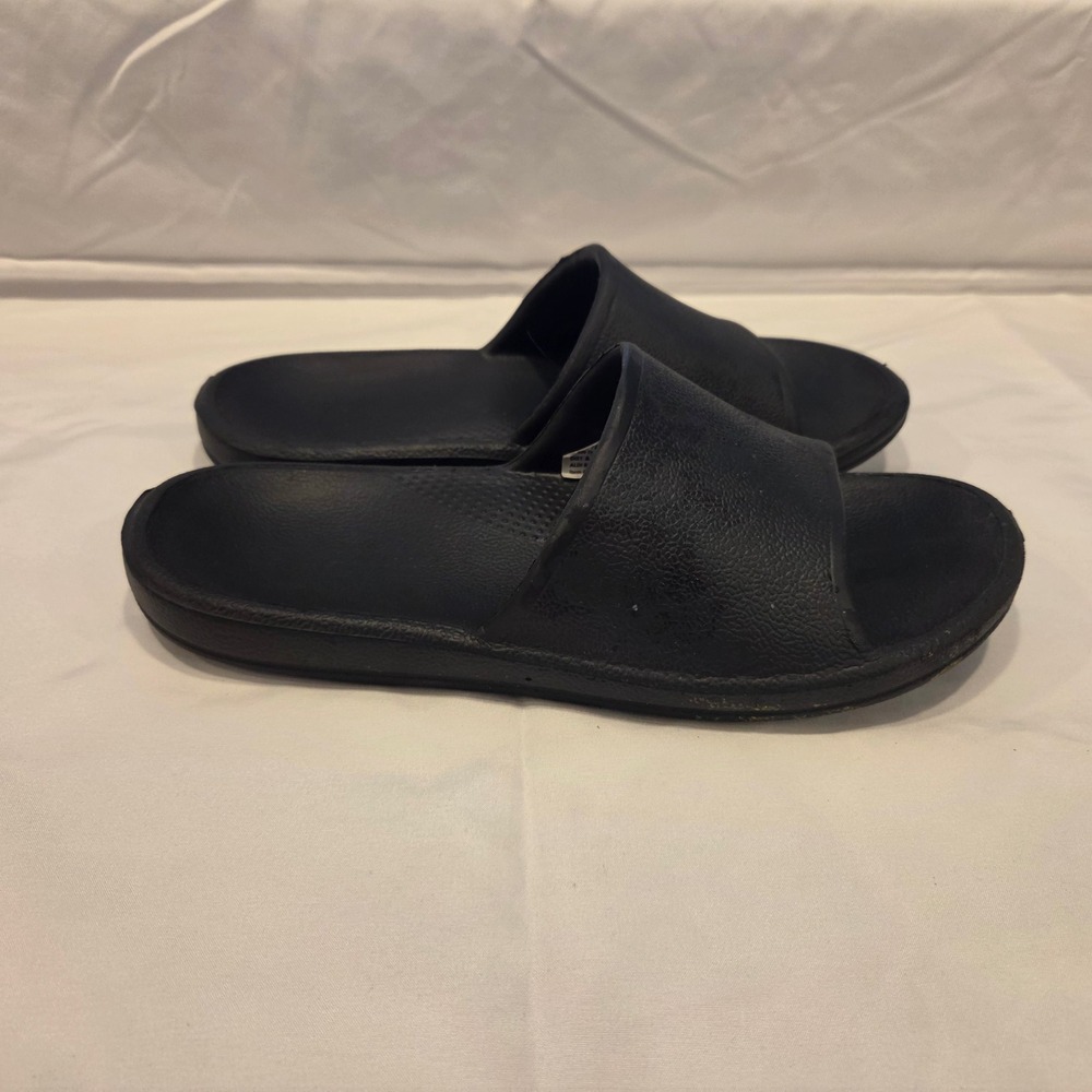 Crane Black Rubber Slide Sandals Mens Size 7 Womens 8.5 Slip On Athletic Shoes